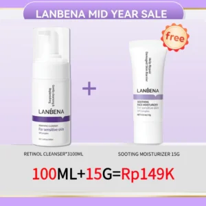 [BPOM] LANBENA Retinol Facial Wash Pembersih Wajah Foam Cleanser Renewing Anti Aging Soothing Amino Acid Bubble Mousse