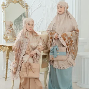 Khadijahlabel Mukena Dewasa Jumbo Premium Silk Renda Mewah Terbaru Arunika