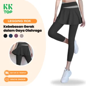 KKTOP Celana Rok Olahraga Wanita Celana Yoga High Waist Legging Rok Dua Lapis Gym (C004)