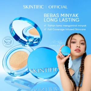 SKINTIFIC – Perfect Stay Velvet Matte Cushion Fondasi Compact 11ml Oil-Control 5 Shades Waterproof Sweatproof Matte Finish Poreless