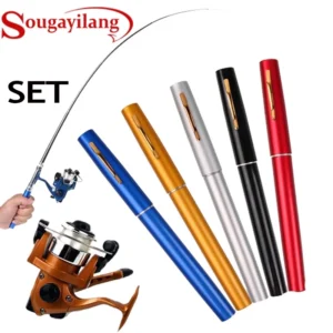 Sougayilang Set Pancingan Pulpen Aluminium Alloy Pocket Pen Shape Joran Udang Pancingan Set Lengkap