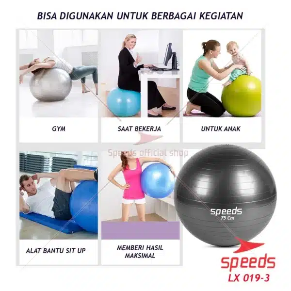 SPEEDS Gym Ball fitness 75 cm / Bola Gym / Bola yoga alat olahraga (Bonus Pompa) Gymball 019-3 - Image 8