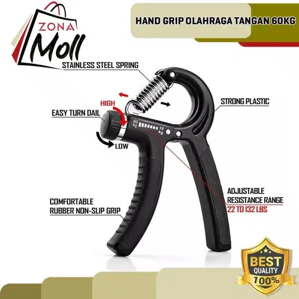 ZM HANDGRIP ADJUSTABLE 5-60KG GRIP TANGAN ALAT LATIHAN OTOT LENGAN - Image 4