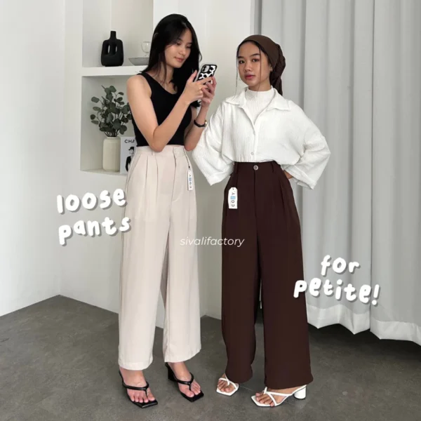 SIVALI Loose Pants 332 PETITE SIZE - Celana Kulot Polyester Anti Kusut - Trousers Kantor Formal / Casual - Image 2