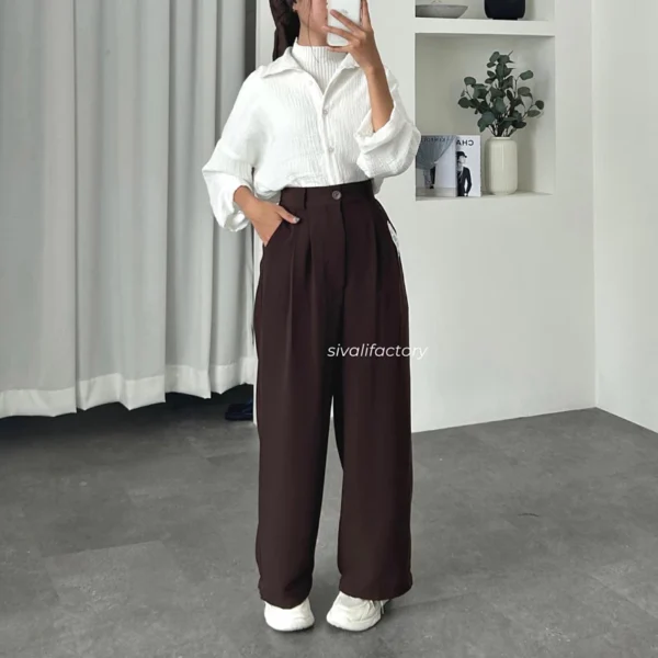 SIVALI Loose Pants 332 PETITE SIZE - Celana Kulot Polyester Anti Kusut - Trousers Kantor Formal / Casual - Image 7