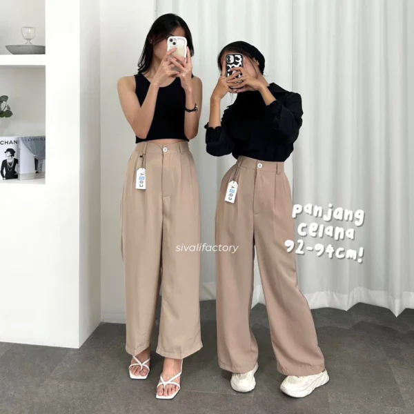 SIVALI Loose Pants 332 PETITE SIZE - Celana Kulot Polyester Anti Kusut - Trousers Kantor Formal / Casual - Image 8
