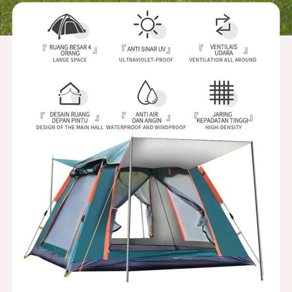 EBUY Tenda Camping Kapasitas 4-6 Orang Tenda Gunung Outdoor dan Indoor Tenda Otomatis - Image 6