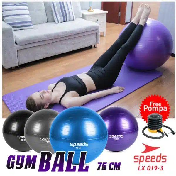 SPEEDS Gym Ball fitness 75 cm / Bola Gym / Bola yoga alat olahraga (Bonus Pompa) Gymball 019-3