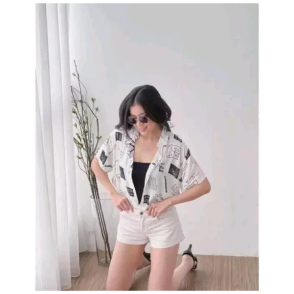 Kemeja Unisex Pria-Wanita Hawai/ Kemeja Pantai Abstrak Vintage Casual Lengan Pendek Retro Bahan Rayon Viscose import adem - Image 8