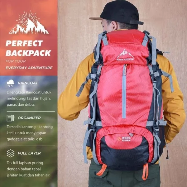 ARGALOKA Tas Ransel Keril Gunung Pria Kapasitas 60 Liter Tas Carrier Camping Hiking Cowok Free Raincover - Image 5