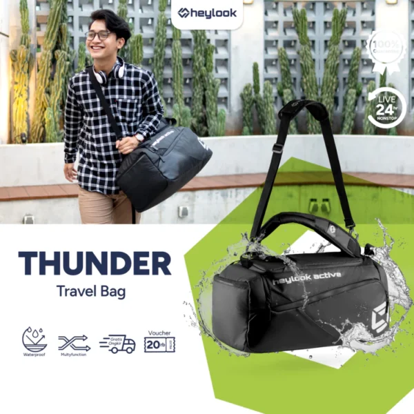 HEYLOOK Official - Travelbag Pria Multyfungsi 3 in 1 THUNDER Duffle Bag Tas Gym Travel Bag Tas Fitness Tas Futsal Tas Pulang - Image 5