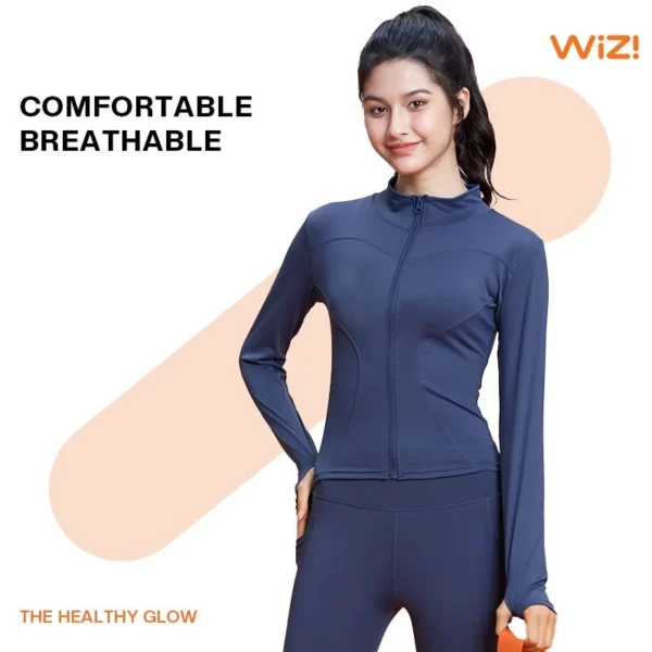 WiZi Baju Lari Wanita Baju Gym Wanita Lengan Panjang Untuk Olahraga Yoga Jaket Anti UV (MT01) - Image 5