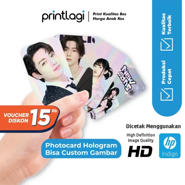 Cetak Photocard Hologram / Kpop Freebies / Cetak Lomocard / Postcard Hologram Rainbow / Bahan Tebal - Image 7