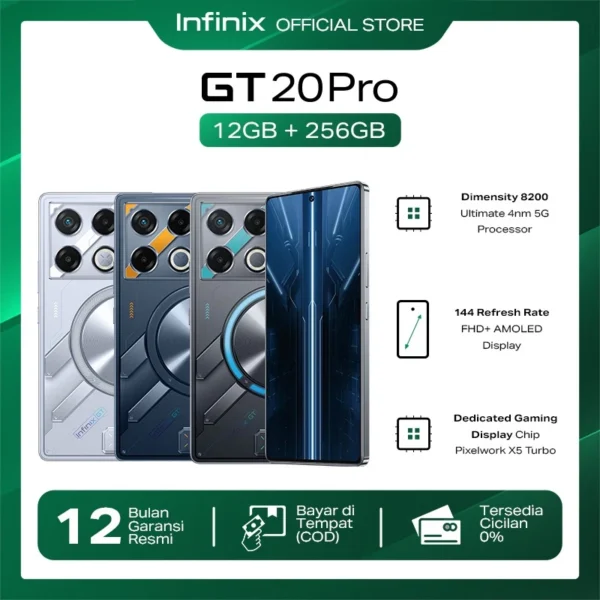 Infinix GT 20 Pro 5G 12/256GB - Up to 24GB Extended RAM - Dimensity 8200 Ultimate - 6.78" Amoled FHD+ 144Hz - 108MP - NFC