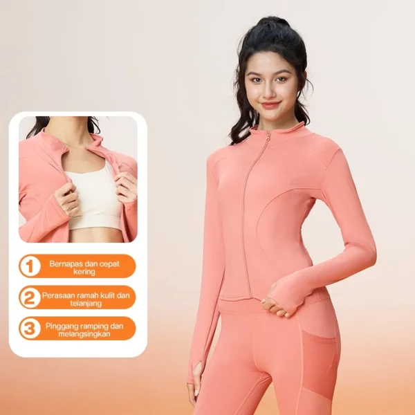 WiZi Baju Lari Wanita Baju Gym Wanita Lengan Panjang Untuk Olahraga Yoga Jaket Anti UV (MT01) - Image 7