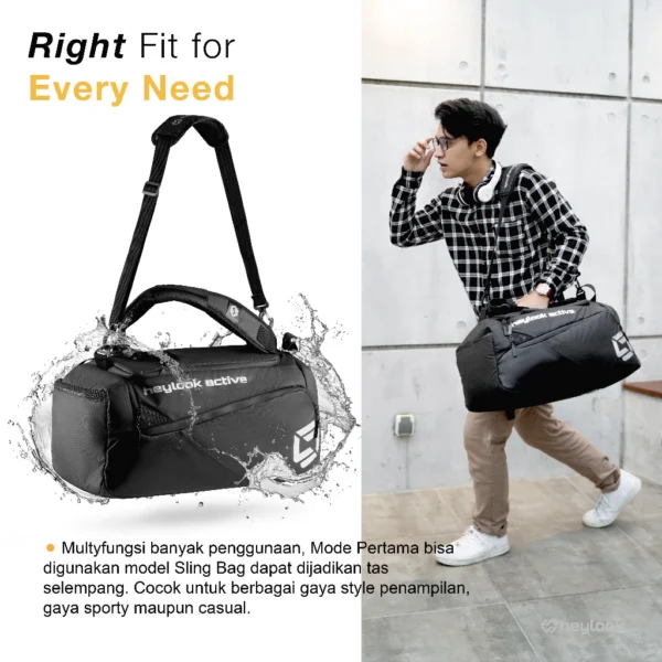 HEYLOOK Official - Travelbag Pria Multyfungsi 3 in 1 THUNDER Duffle Bag Tas Gym Travel Bag Tas Fitness Tas Futsal Tas Pulang - Image 8