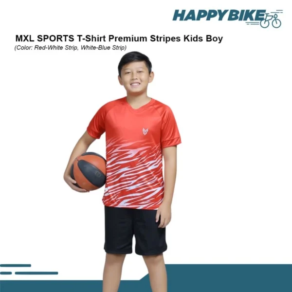 MXL SPORTS T-Shirt Premium Stripes Kids Boy - Kaos Baju Olahraga Anak Lari/Badminton/Basket/Tenis - Image 6