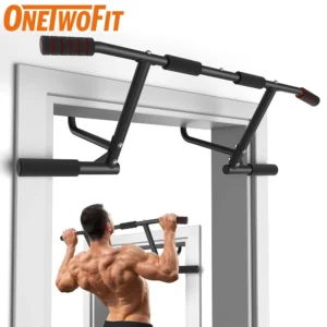 OneTwoFit Doorway alat Pull Up Bar Door Adjustable Width Elevated alat olahraga Fitness Gym