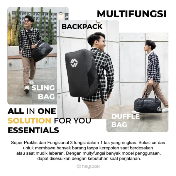 HEYLOOK Official - Travelbag Pria Multyfungsi 3 in 1 THUNDER Duffle Bag Tas Gym Travel Bag Tas Fitness Tas Futsal Tas Pulang - Image 10