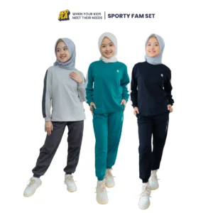 Hoofla Setelan Baju Anak Perempuan Couple Keluarga Olahraga Sporty Fam Set