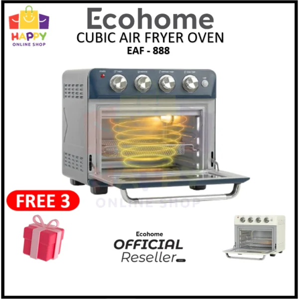 ECOHOME Cubic Air Fryer Oven - Noble Series EAF-888 Low Watt - Image 2