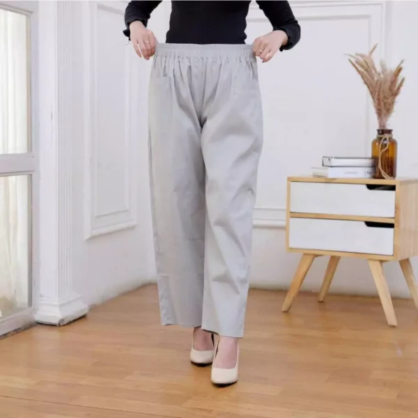 Kanaya_style - Celana Kulot Panjang Wanita Korean Loong Pants Jumbo Bahan Katun Twill Premium Stretch Tebal Pinggang Full Karet - Image 10
