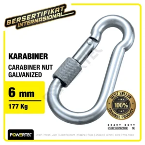 POWERTEC Carabiner / Karabiner Nut Galvanized 6 mm