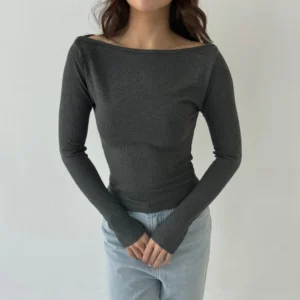 FEBRUARY TOP | Atasan Knit Wanita Korean Top Baju Knit Wanita Lengan Panjang Basic Long Sleeve