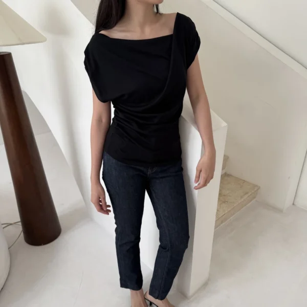 XI TOP | Atasan Knit Wanita Korean Top Baju Knit Wanita Lengan Pendek Basic Short Sleeve - Image 3