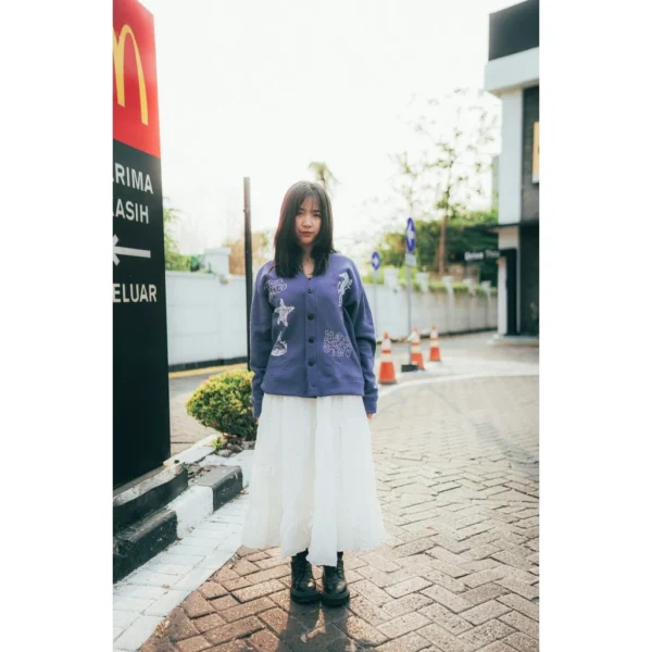 Kickchick Cardigan Sea Fauna Black & Steel Blue | Oversize Outer | Lengan Panjang | KCCG002 - Image 7