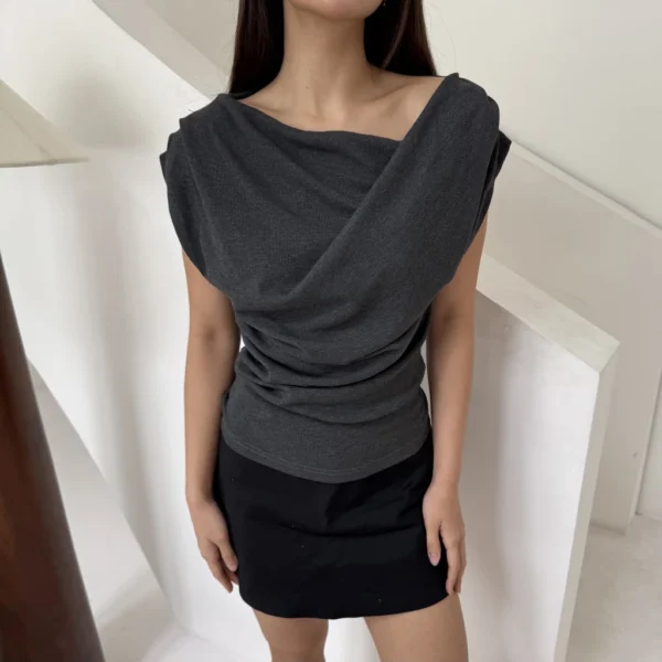 XI TOP | Atasan Knit Wanita Korean Top Baju Knit Wanita Lengan Pendek Basic Short Sleeve - Image 7