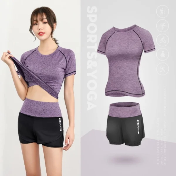 Baju Gym Wanita One Set Olahraga Senam Setelan Kekinian Import Training Highwaist Joger Celana Pendek Bra Sport Kaos Bh Running - Image 8