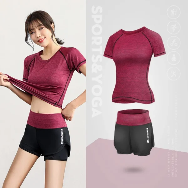 Baju Gym Wanita One Set Olahraga Senam Setelan Kekinian Import Training Highwaist Joger Celana Pendek Bra Sport Kaos Bh Running - Image 4