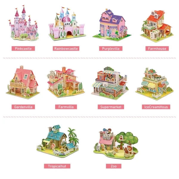 JCHO DIY Mainan puzzle 3D edukasi anak 3D Jigsaw puzzle - Image 9