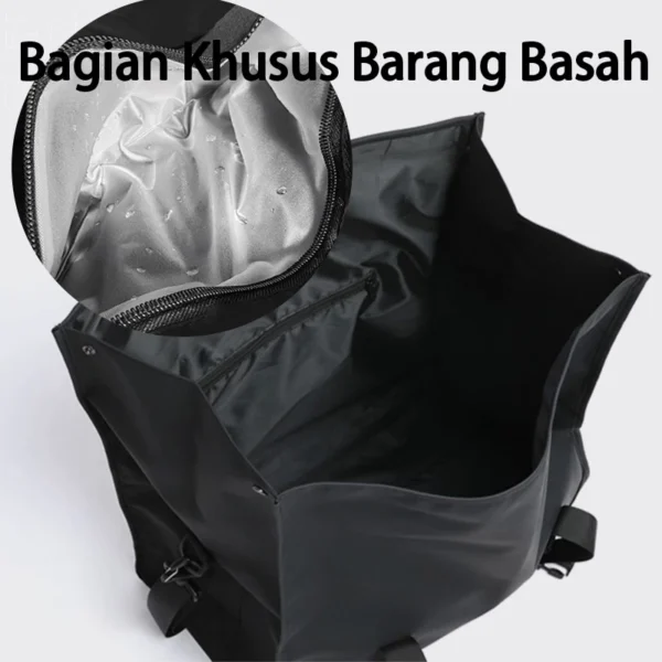 Freeknight Tas Fitness Gym Pria Tas Travel Bag Tas Olahraga Waterproof Duffel Bag Tas Travel Lipat Hitam TTB120 - Image 6