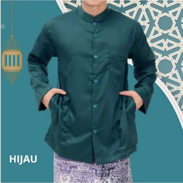 (TERLARIS) Baju Muslim Koko Habib Haibah Polos Saku samping Model AMMU AMU - Image 2