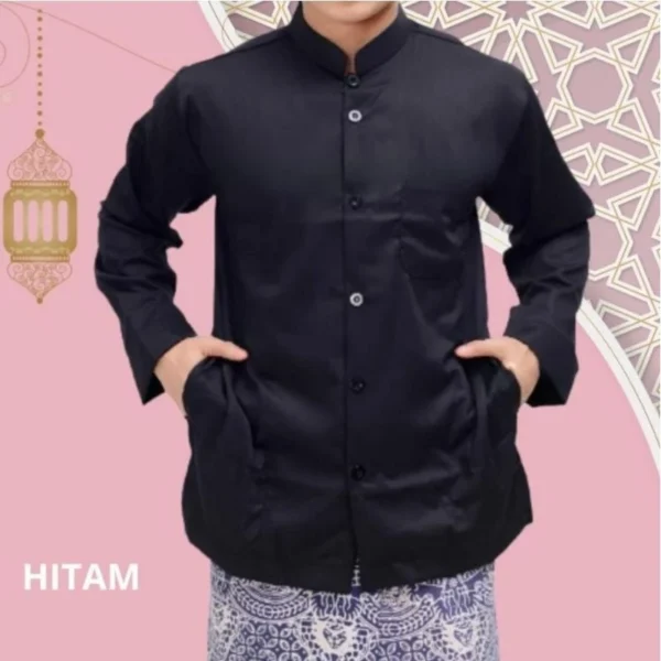 (TERLARIS) Baju Muslim Koko Habib Haibah Polos Saku samping Model AMMU AMU - Image 5