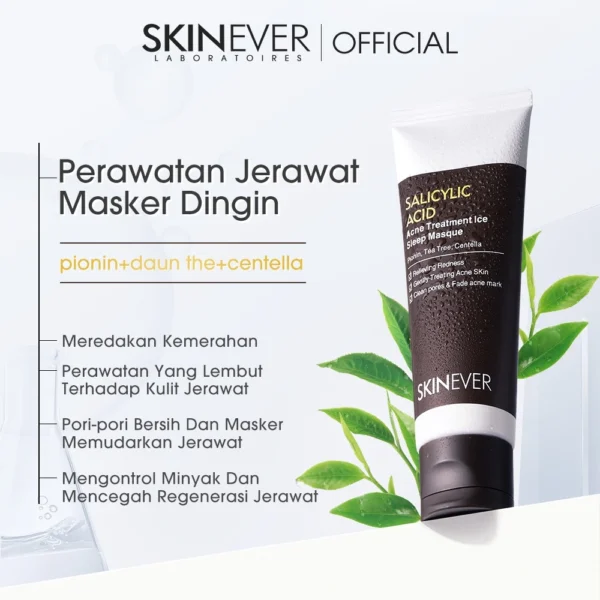 SKINEVER Salicylic Acid Acne Treatment Ice Sleep Masque Acne Soothes and Anti-Acne Skin Leave-on Masker Wajah Mud Mask Eksfoliasi - Image 7