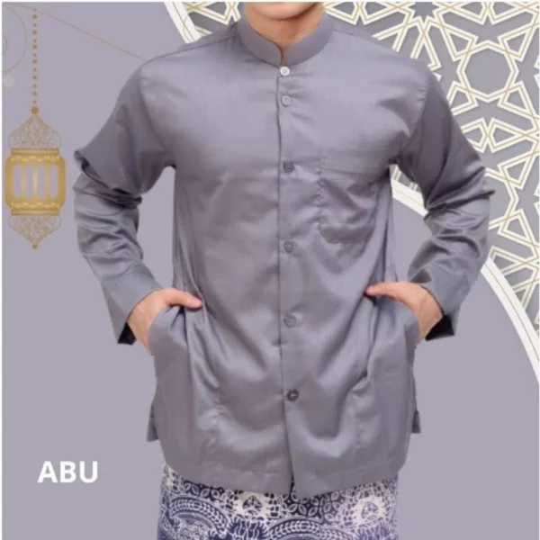 (TERLARIS) Baju Muslim Koko Habib Haibah Polos Saku samping Model AMMU AMU - Image 6