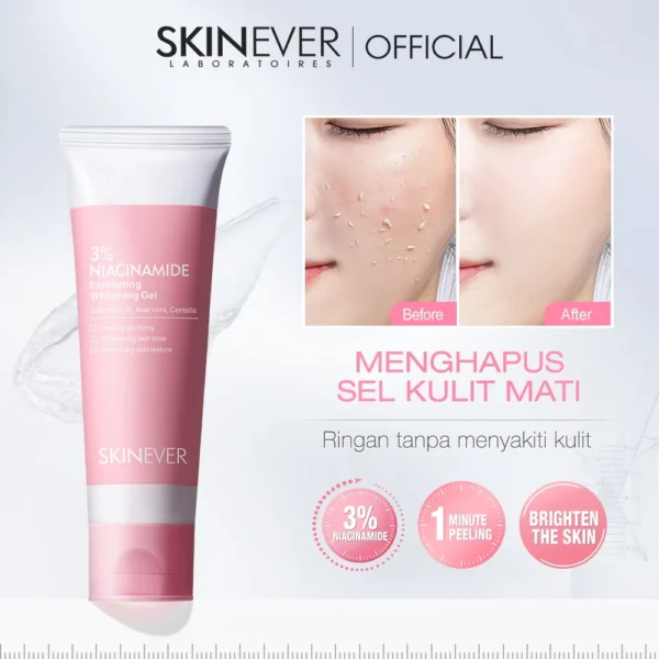 SKINEVER beli satu gratis satu 3% Niacinamide Exfoliating Whitening Gel Exfoliating Whitening Deep Cleansing 55ML - Image 9