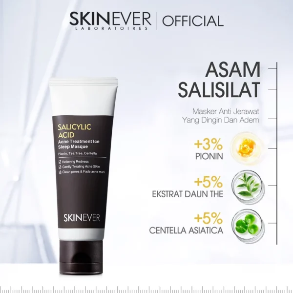 SKINEVER Salicylic Acid Acne Treatment Ice Sleep Masque Acne Soothes and Anti-Acne Skin Leave-on Masker Wajah Mud Mask Eksfoliasi - Image 6