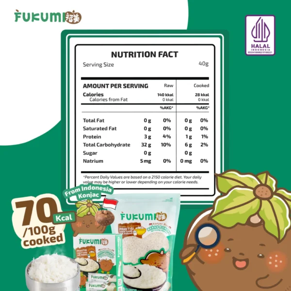 FUKUMI Beras Porang Pouch 1 Kg - Shirataki / Konjac Rice - Image 3