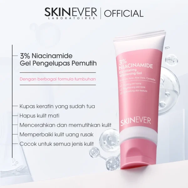 SKINEVER beli satu gratis satu 3% Niacinamide Exfoliating Whitening Gel Exfoliating Whitening Deep Cleansing 55ML - Image 8