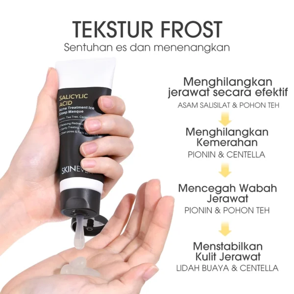 SKINEVER Asam Salisilat Perawatan Jerawat Masker Tidur Es dan Pembersih Scrub Menyegarkan Perawatan Jerawat Kontrol Minyak - Image 6