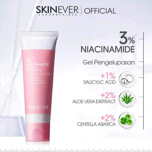 SKINEVER beli satu gratis satu 3% Niacinamide Exfoliating Whitening Gel Exfoliating Whitening Deep Cleansing 55ML - Image 5