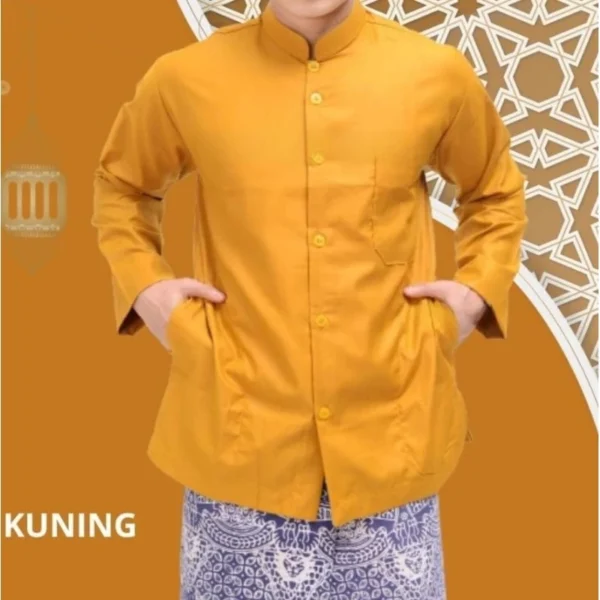 (TERLARIS) Baju Muslim Koko Habib Haibah Polos Saku samping Model AMMU AMU - Image 9