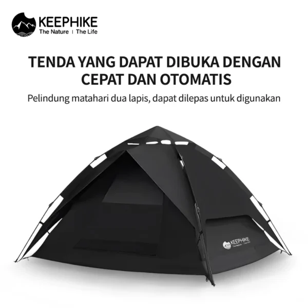 KEEPHlKE tenda dua lapis untuk luar ruangan portabel lipat untuk berkemah semalam tahan hujan menebal sepenuhnya otomatis untuk luar