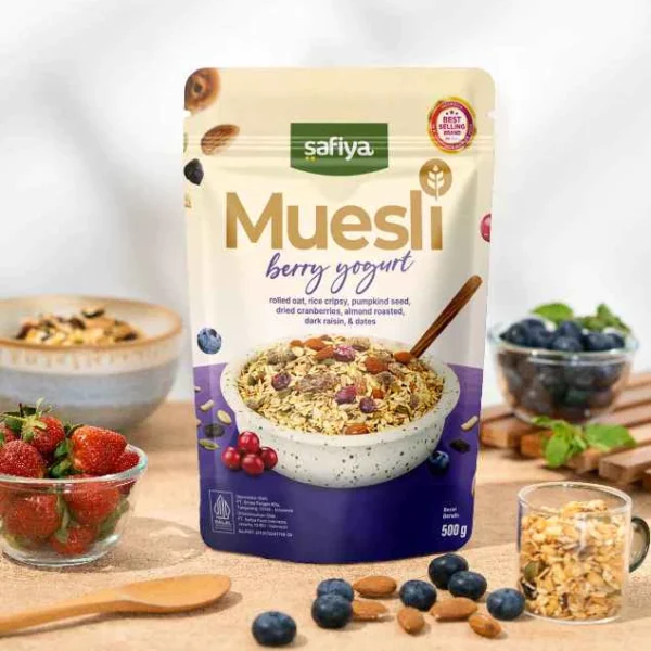 Safiya Muesli Berry Yogurt 500 Gram Sereal With Almond Premium - Image 2