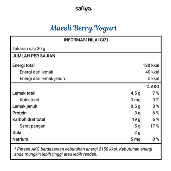 Safiya Muesli Berry Yogurt 500 Gram Sereal With Almond Premium - Image 3