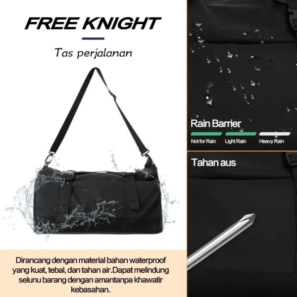 Freeknight Tas Fitness Gym Pria Tas Travel Bag Tas Olahraga Waterproof Duffel Bag Tas Travel Lipat Hitam TTB120 - Image 2